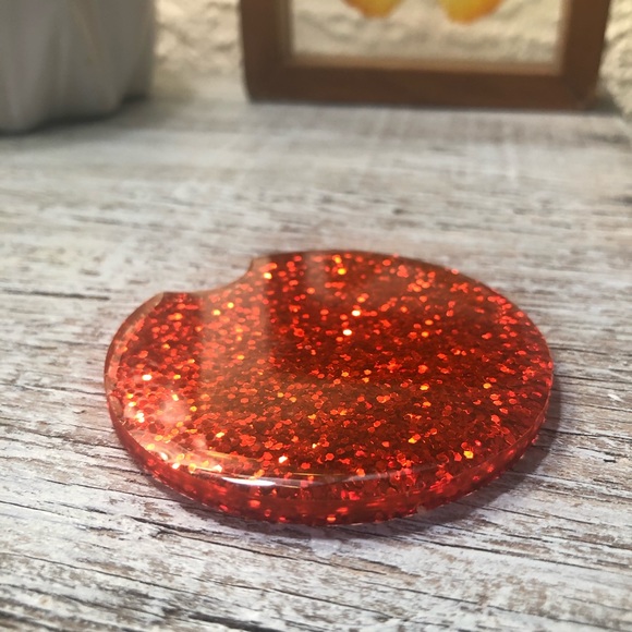 Glam Red Glitter Car Coaster - Multiple Sizes Available - Picture 7 of 11
